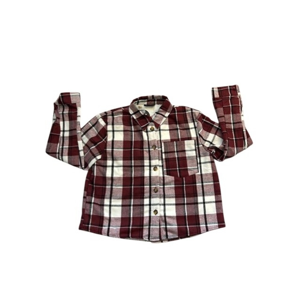 Jolie & Joy Women Plaid Sherpa Lined Flannel Shirt Burgundy White JAP1338N Small